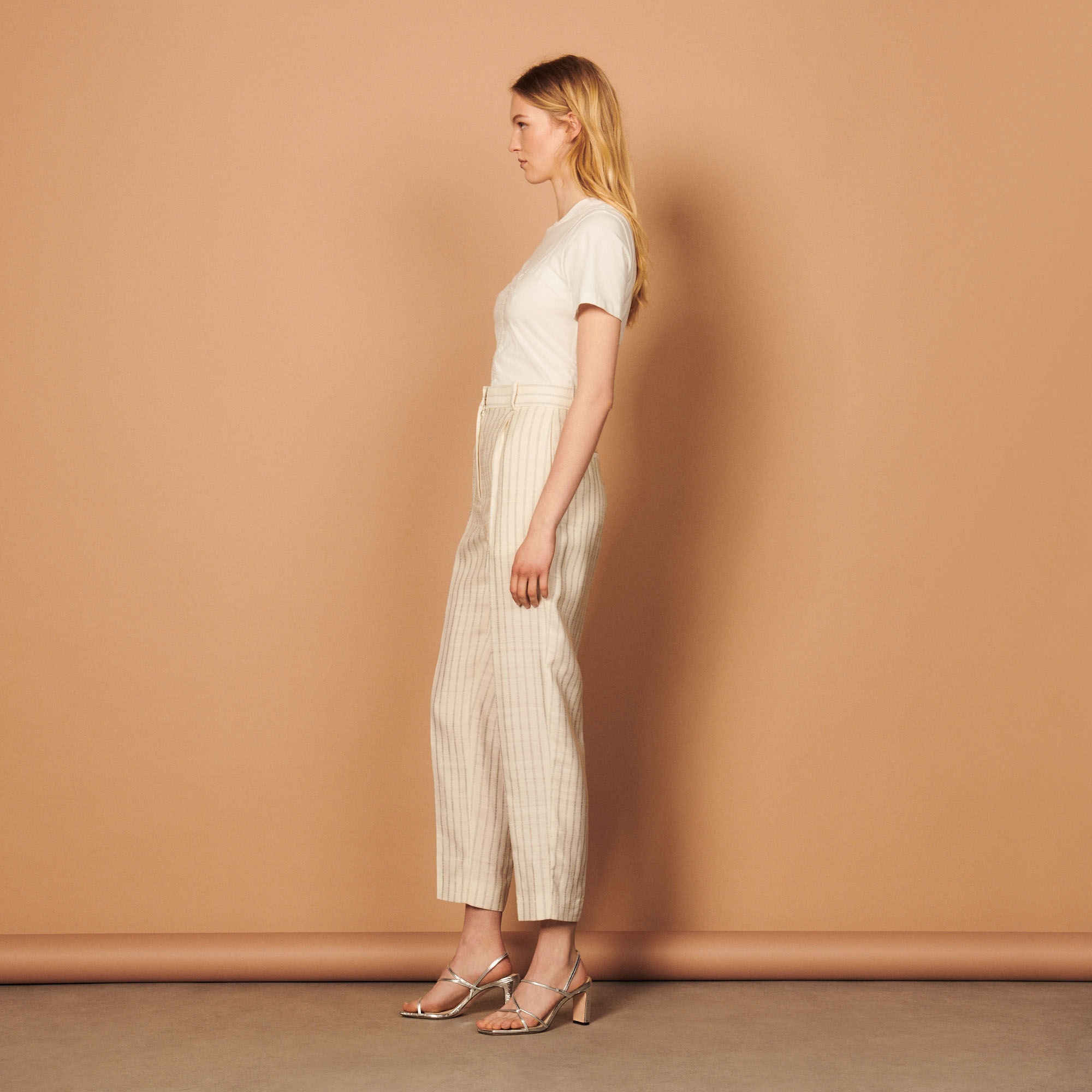 Striped straight-cut trousers - 4