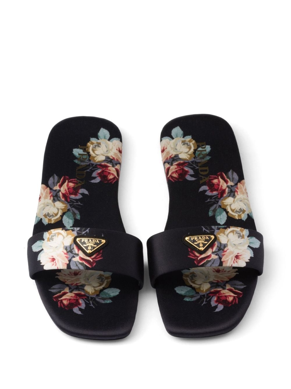 floral-print satin slides - 5