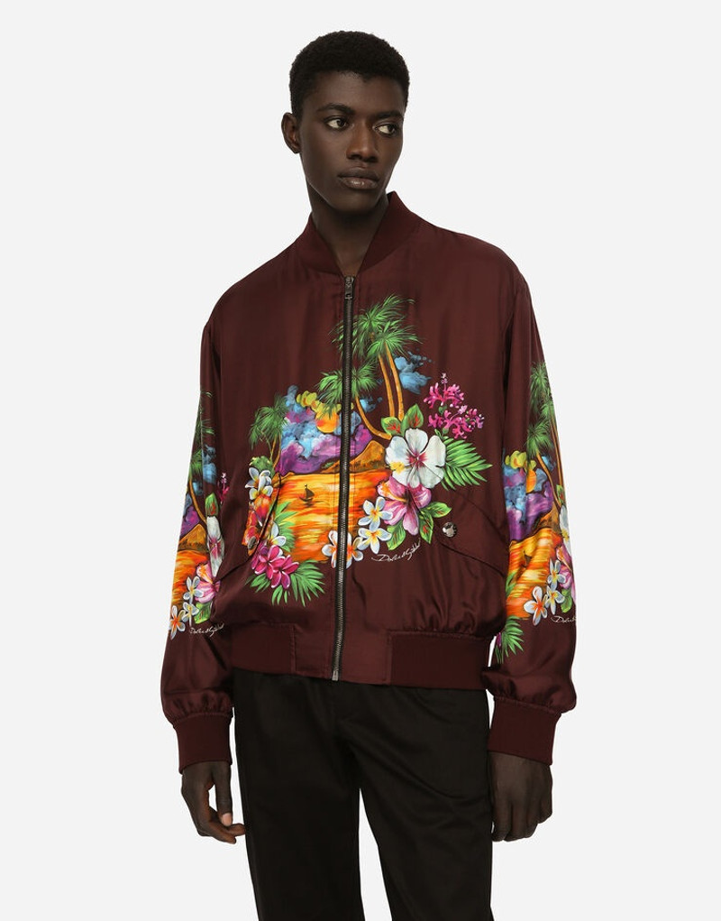 Silk twill jacket with Hawaiian print 3