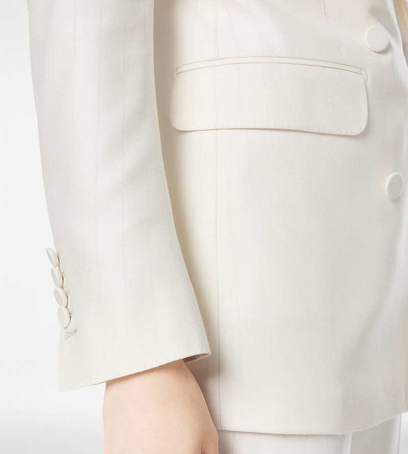 TOM FORD SHADOW STRIPE WOOL SILK DOUBLE BREASTED PEAK LAPEL JACKET outlook