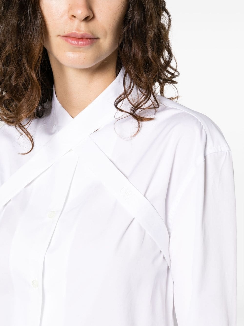 cross-collar cotton-poplin shirt - 5