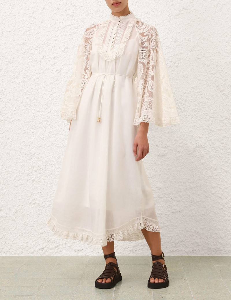 Zimmermann ASCENSION LACE YOKE MIDI DRESS outlook