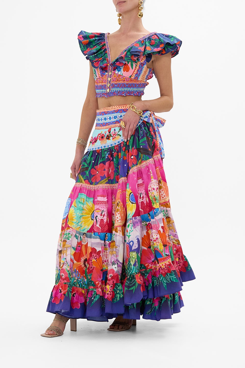WRAP SKIRT WITH GATHERED PANELS - 4