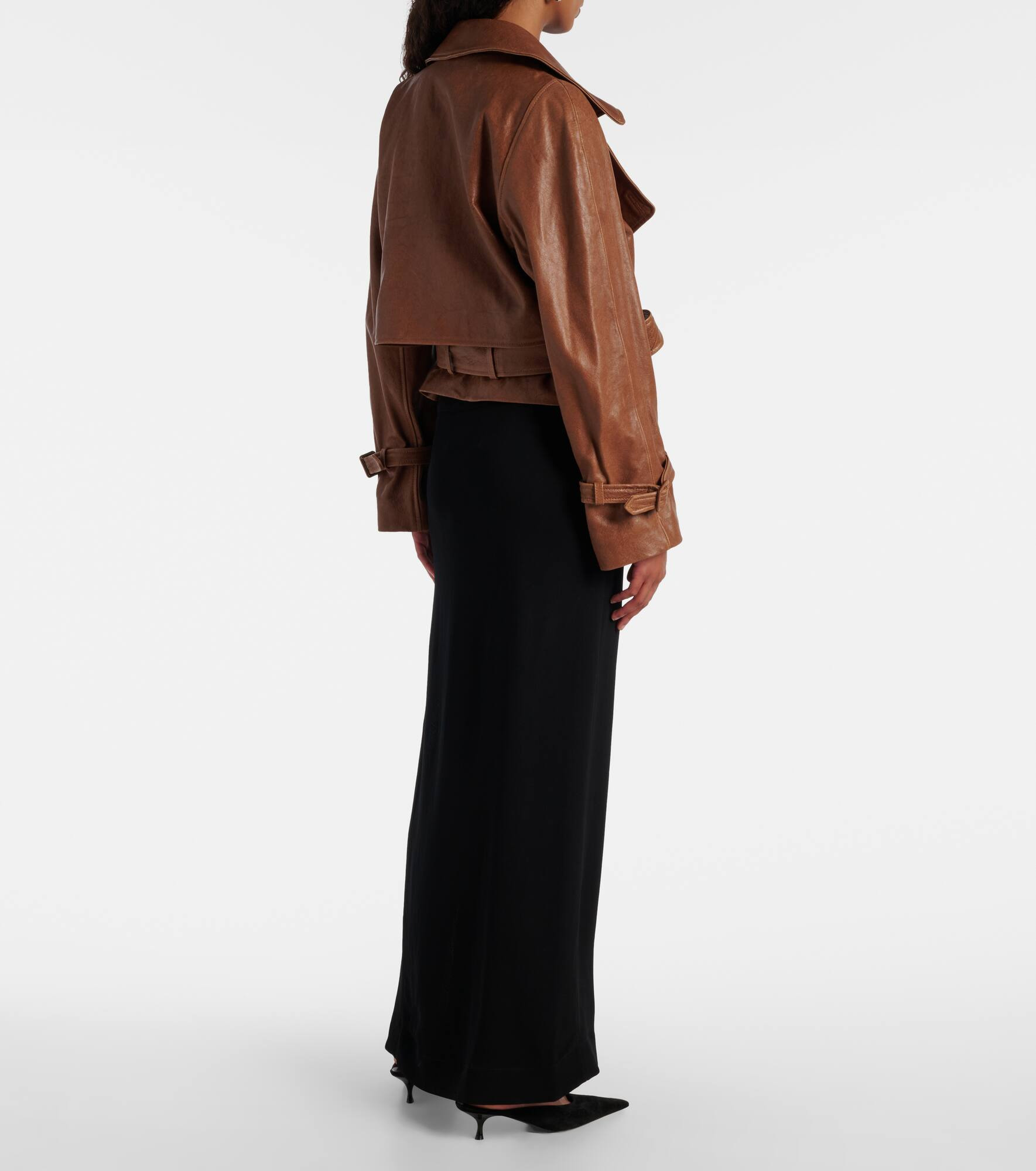 Hatti cropped leather biker jacket - 3