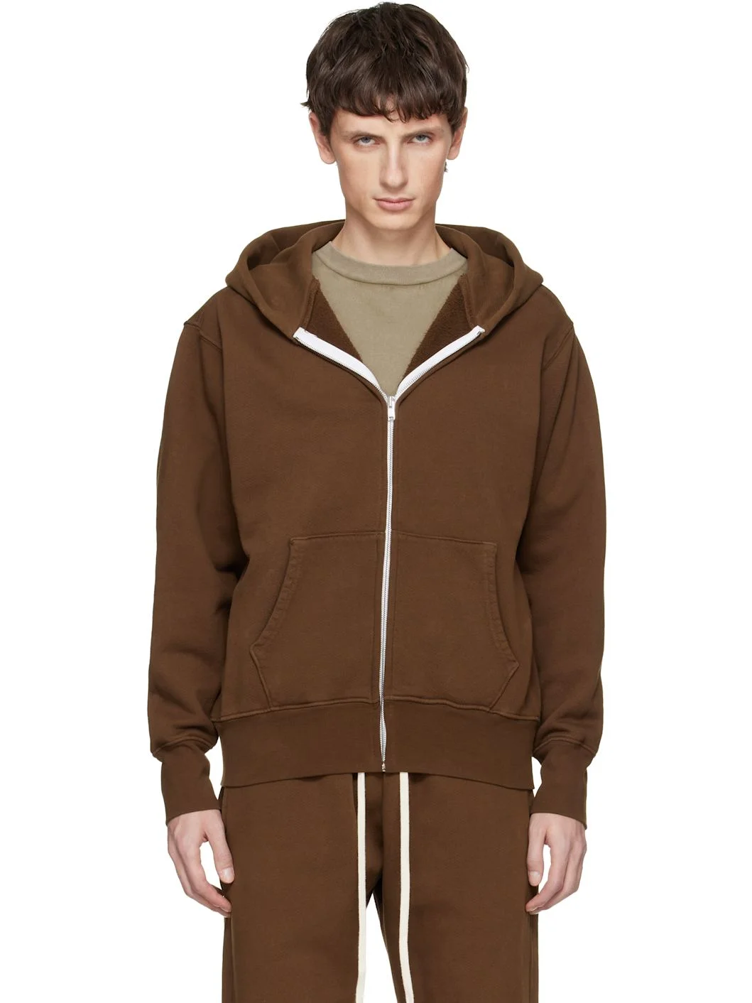 Brown Heavyweight Zip Hoodie - 1