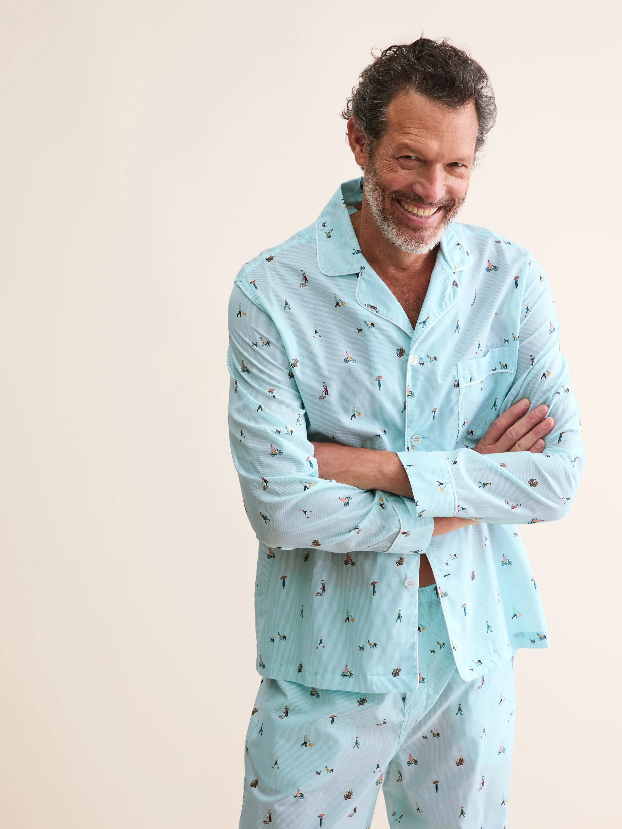 Men's Classic Fit Pajamas People of London Blue Stripe - 1