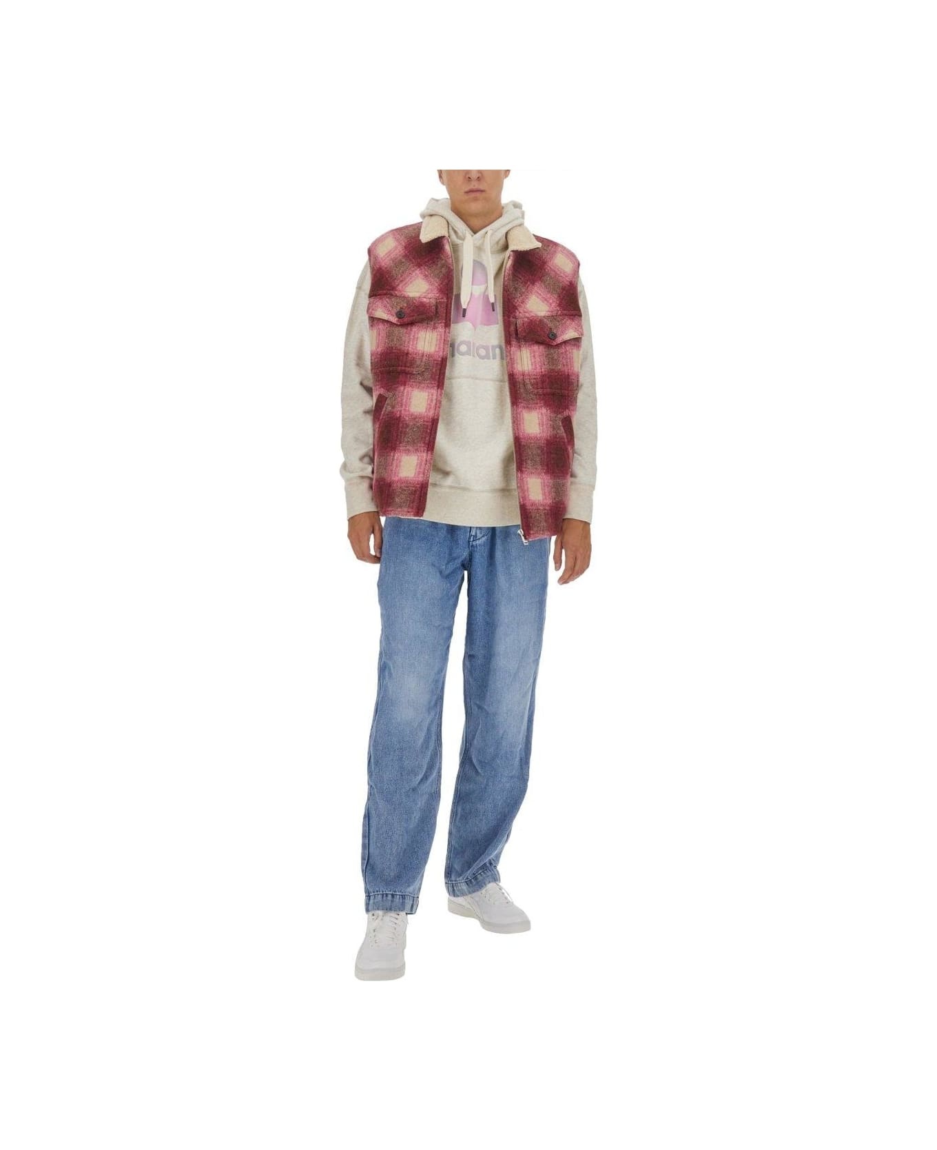 Plaid Checked Zip-up Gilet - 3