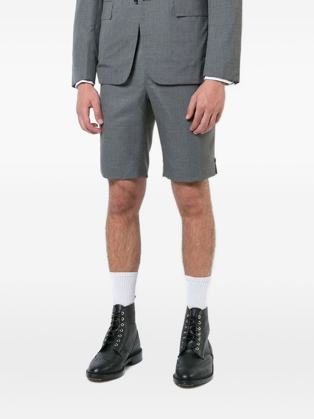Classic Backstrap Short In Medium Grey Super 120's Twill - 1