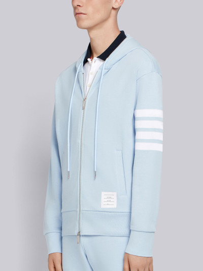 Thom Browne Light Blue Classic Loopback Jersey 4-Bar Zip-up Hoodie outlook