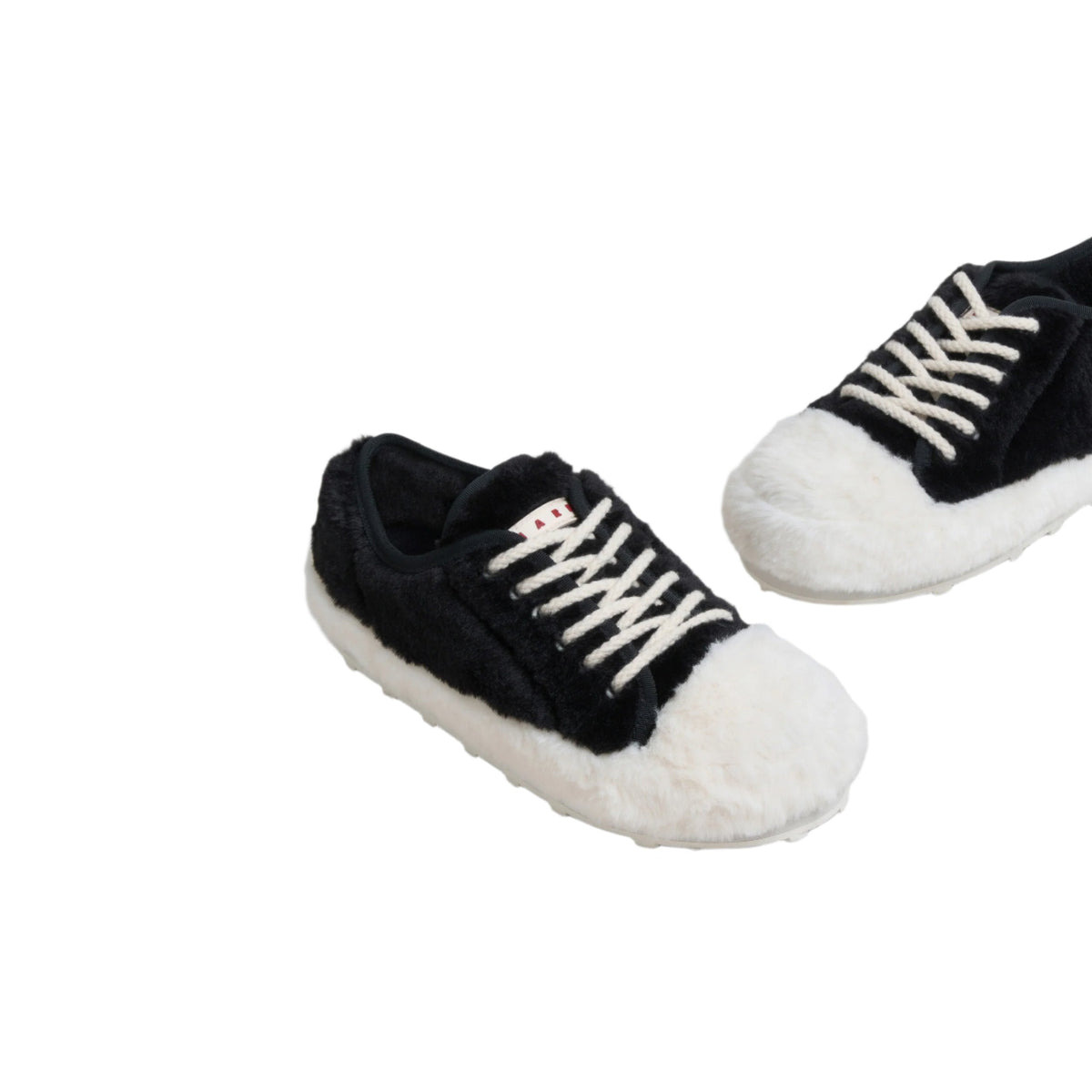 WOMEN'S FLUFFY SNEAKERS (BLACK/WHITE) - 3