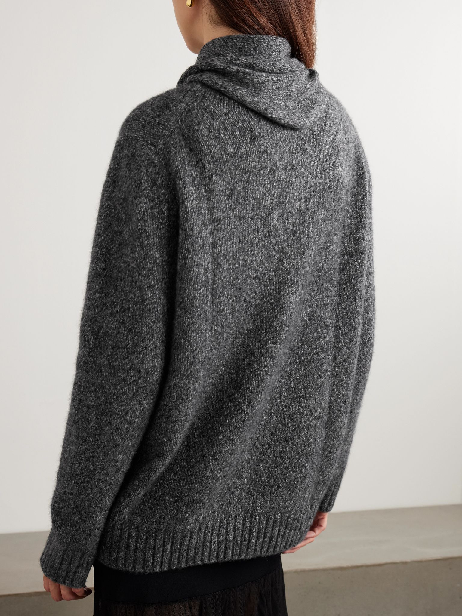 Verona organic cashmere and silk-blend sweater and scarf set Gray - 3