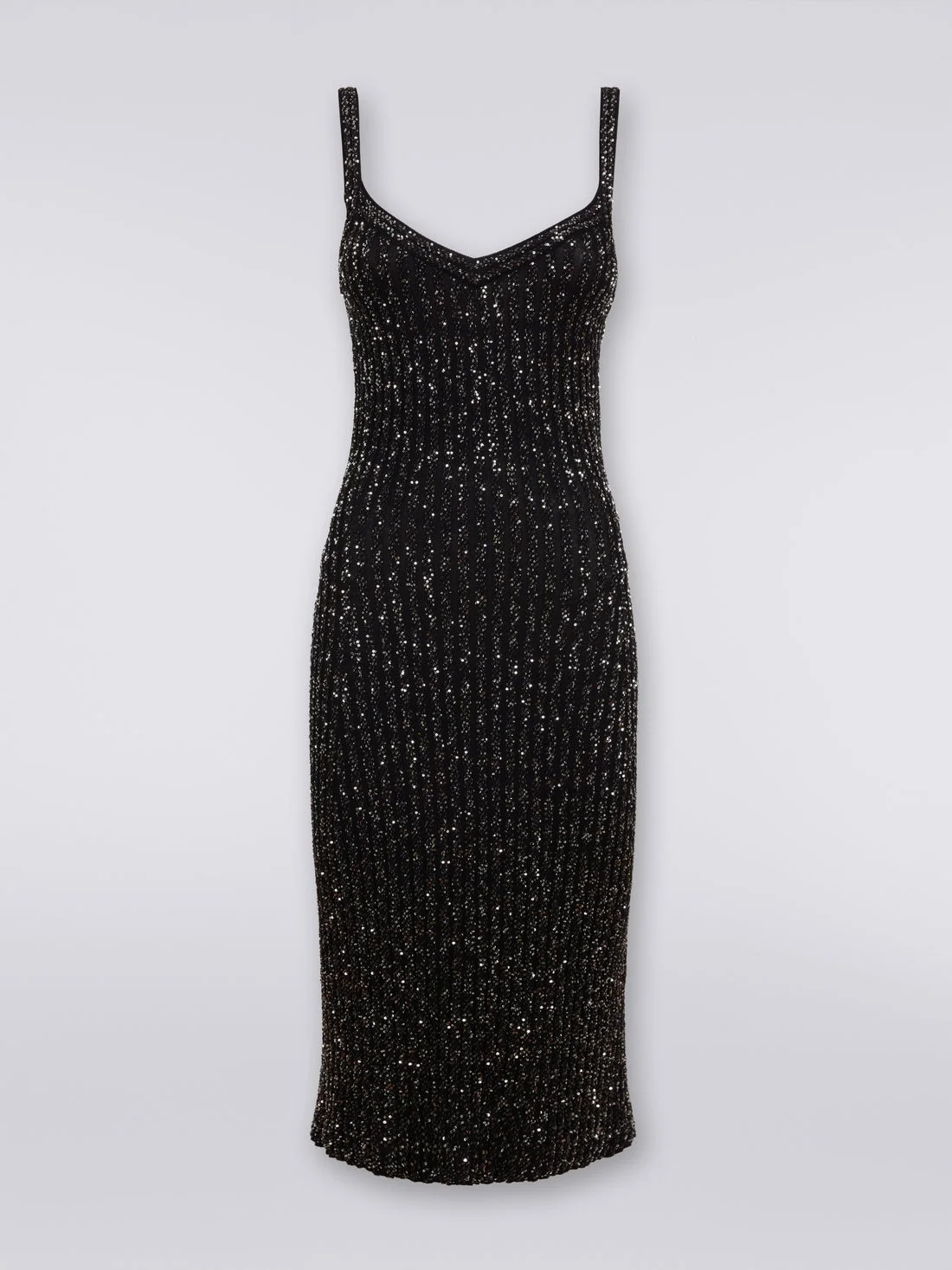 Ribbed viscose blend dress with sequins - 1
