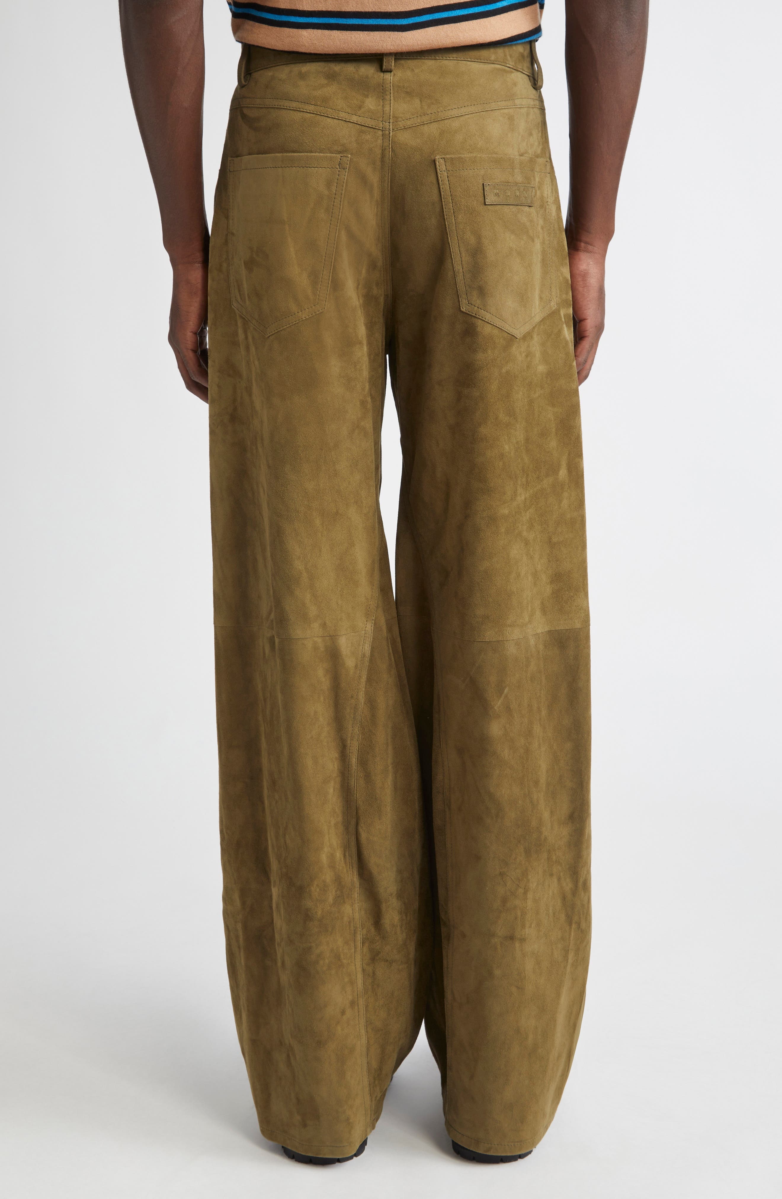 Marni Suede Wide Leg Pants in Sage at Nordstrom - 3