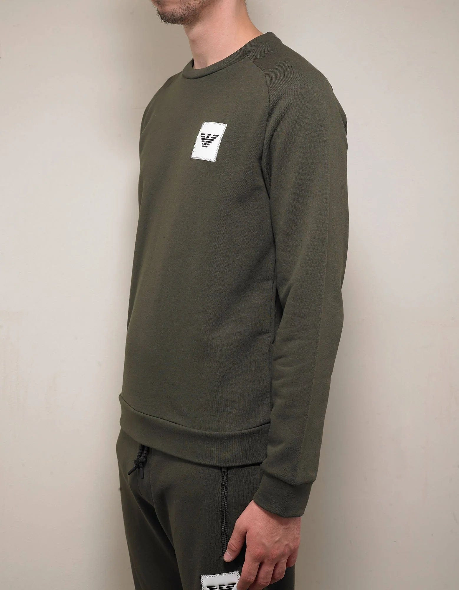 Emporio Armani Khaki Eagle Logo Patch Sweatshirt - 4