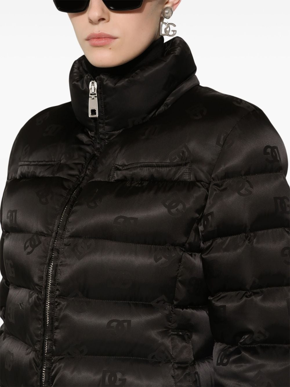 monogram-jacquard puffer jacket - 5