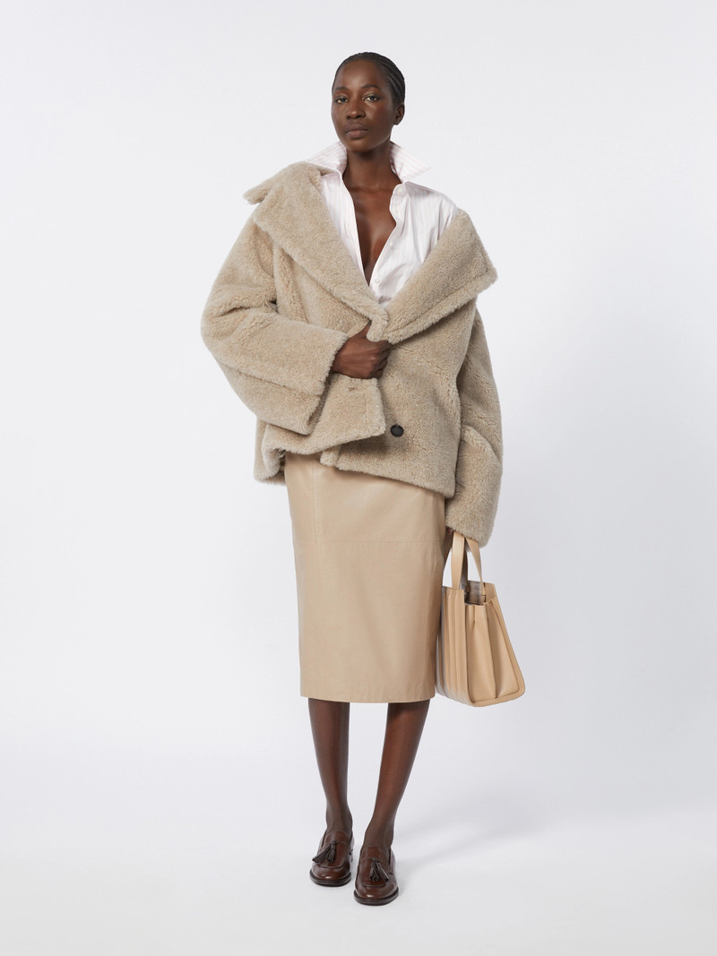 Max Mara CAMBUSA Alpaca and cashmere Teddy fabric coat - SAND outlook
