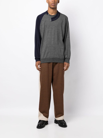 Kolor asymmetric wool long-sleeve T-shirt outlook