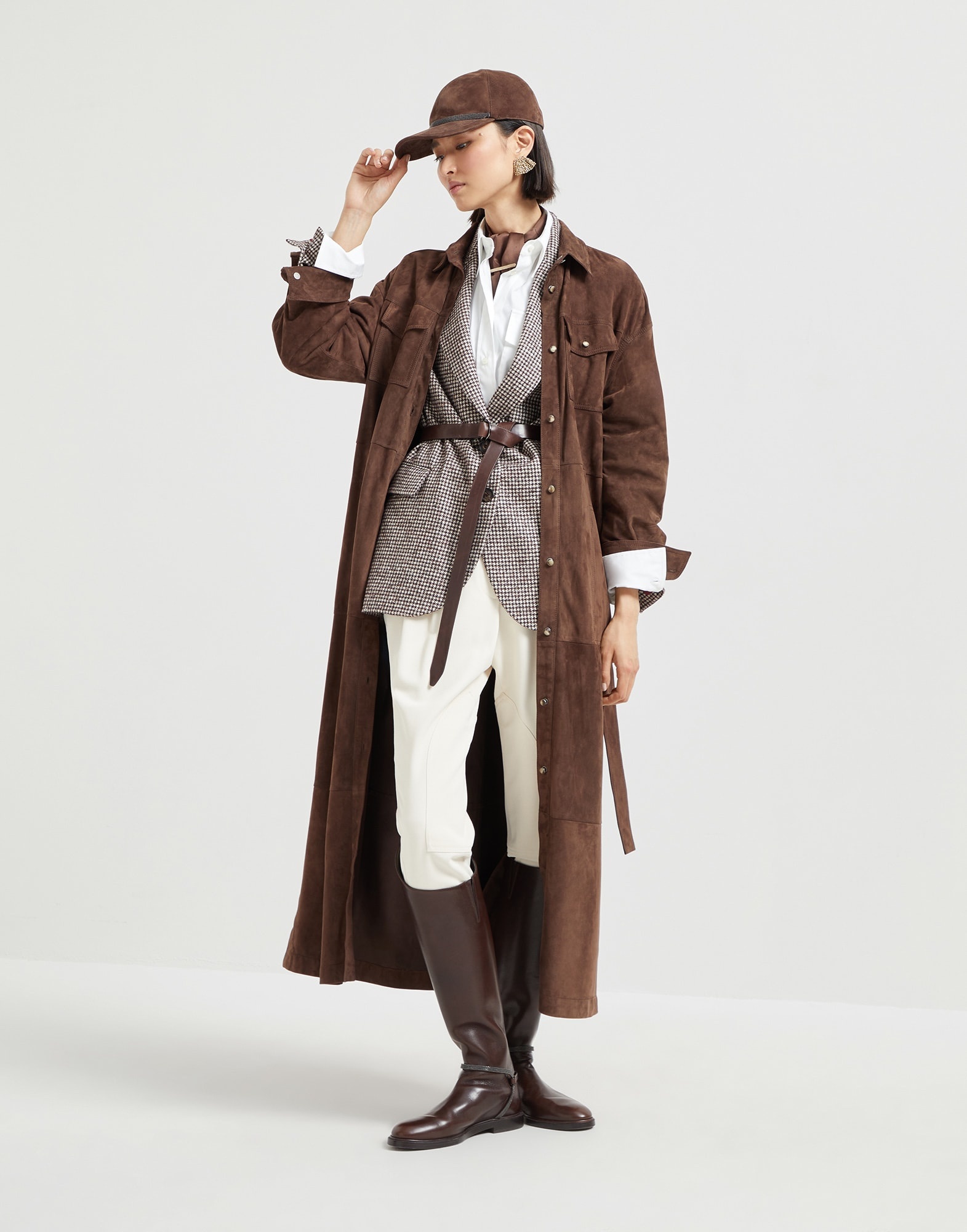Suede shirt dress with monili - 5