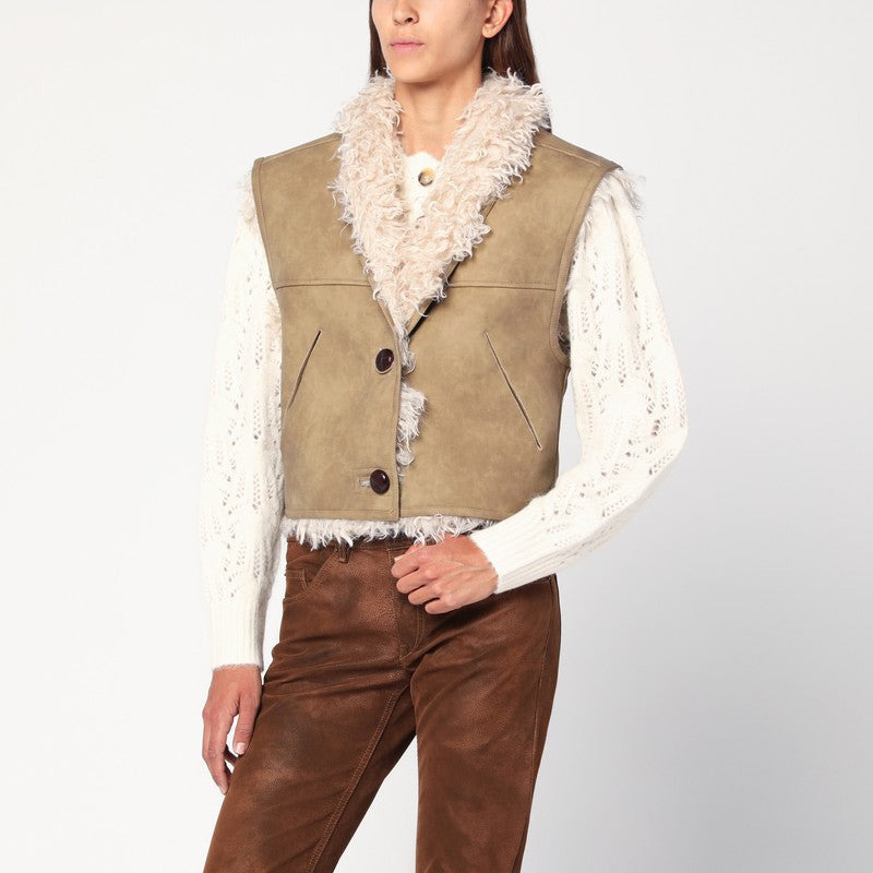Isabel Marant Étoile Taupe Vest With Shearling-Effect Lining Women - 1