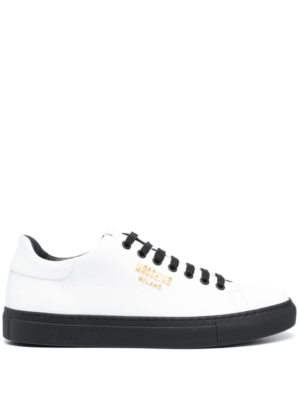 logo-plaque leather sneakers - 1