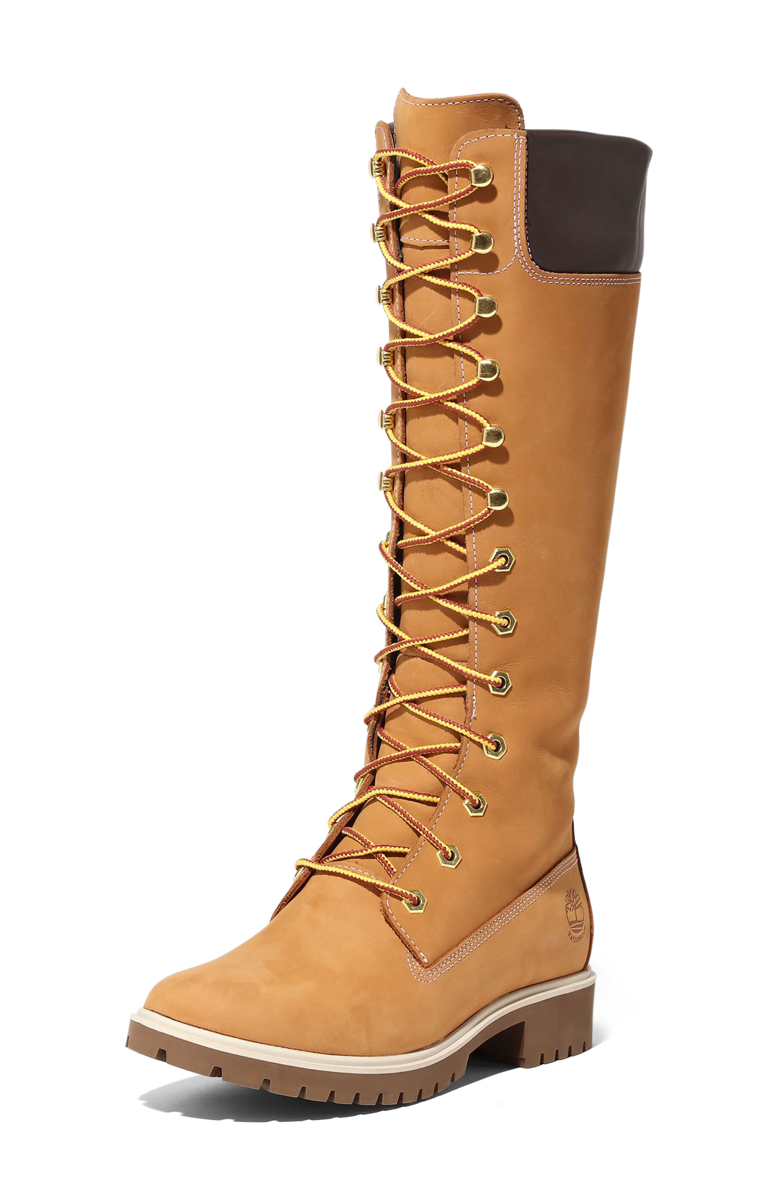 Timberland Premium 14-Inch Lace-Up Waterproof Boot in Wheat at Nordstrom - 8