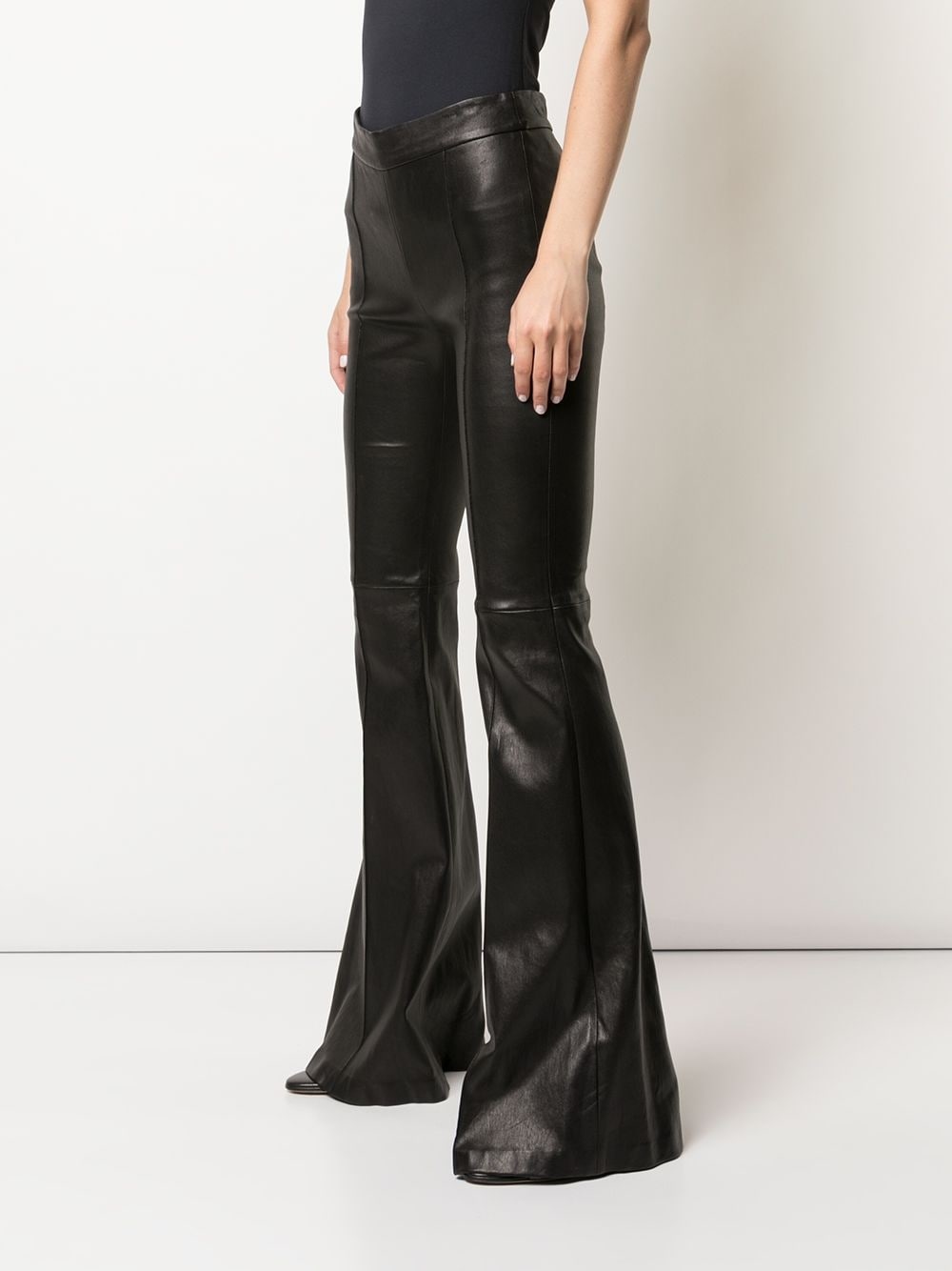 leather flared trousers - 3