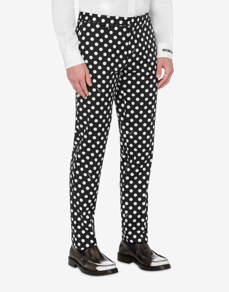 Moschino ALLOVER POLKA DOTS TENCEL-COTTON TROUSERS outlook