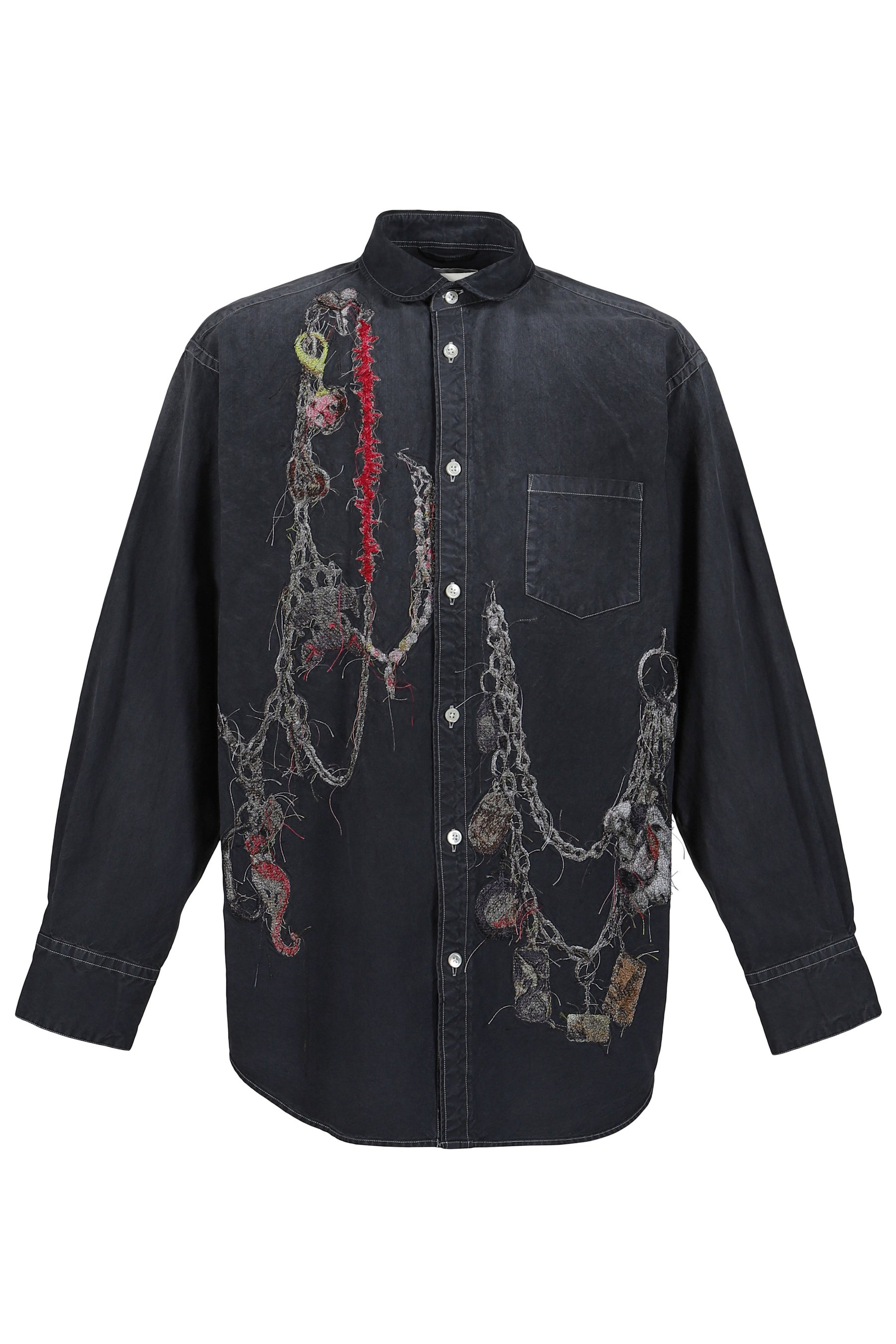 EMBROIDERED CHAIN SHIRT / GRY - 1
