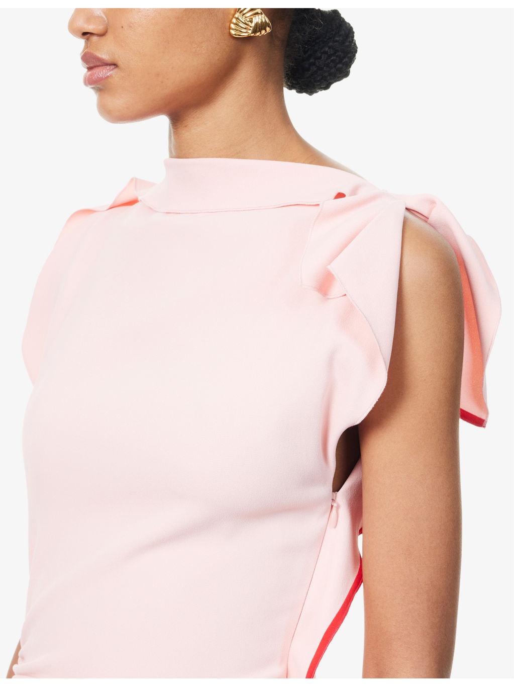 Draped Asymmetric Stretch-Woven Midi Dress - 5