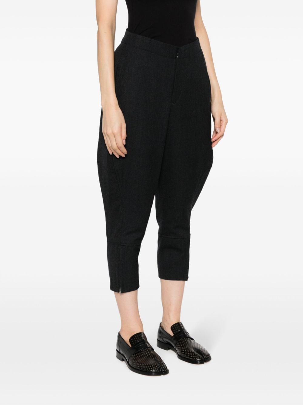 concealed-fastening wool cropped trousers - 3