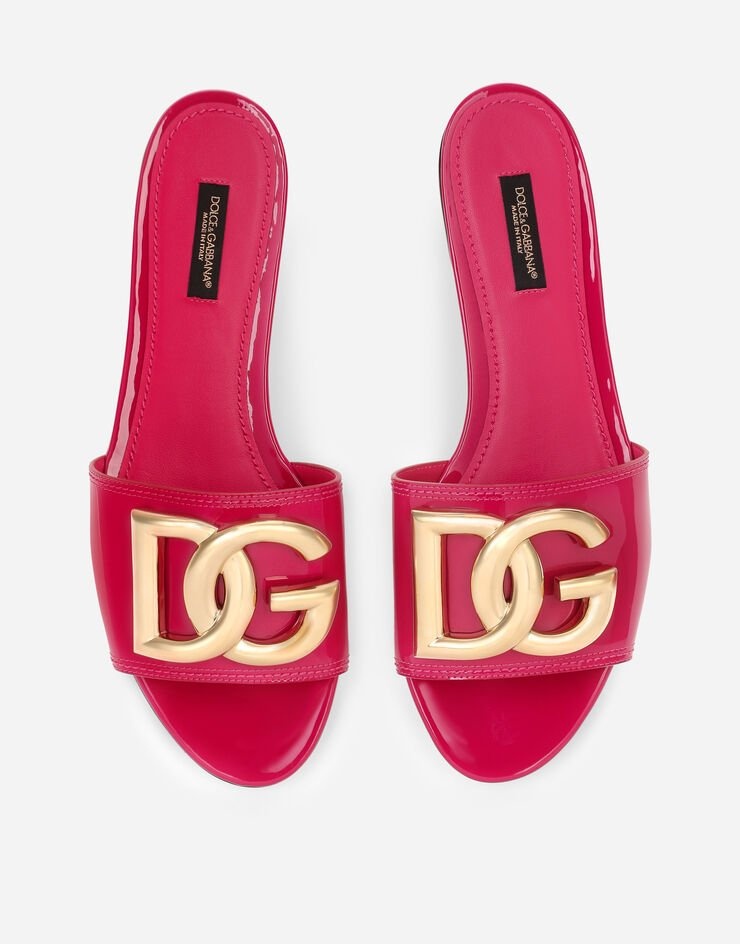 Patent leather sliders with DG logo - 4