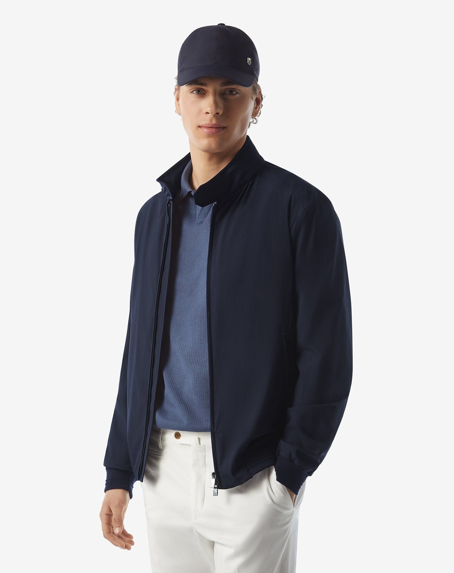 Semi-lined blue technical wool bomber jacket - 2