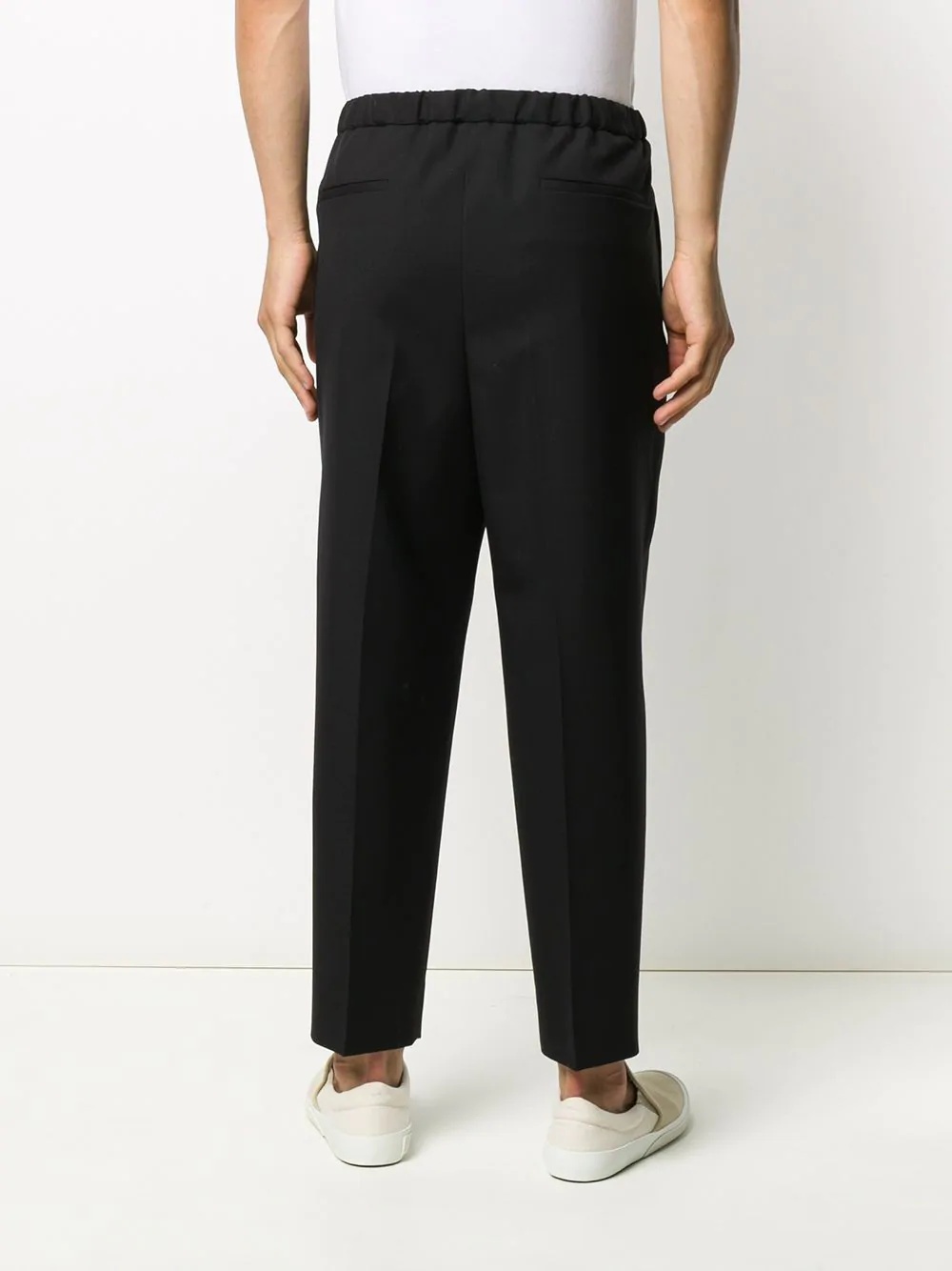 elasticated-waist straight trousers - 4