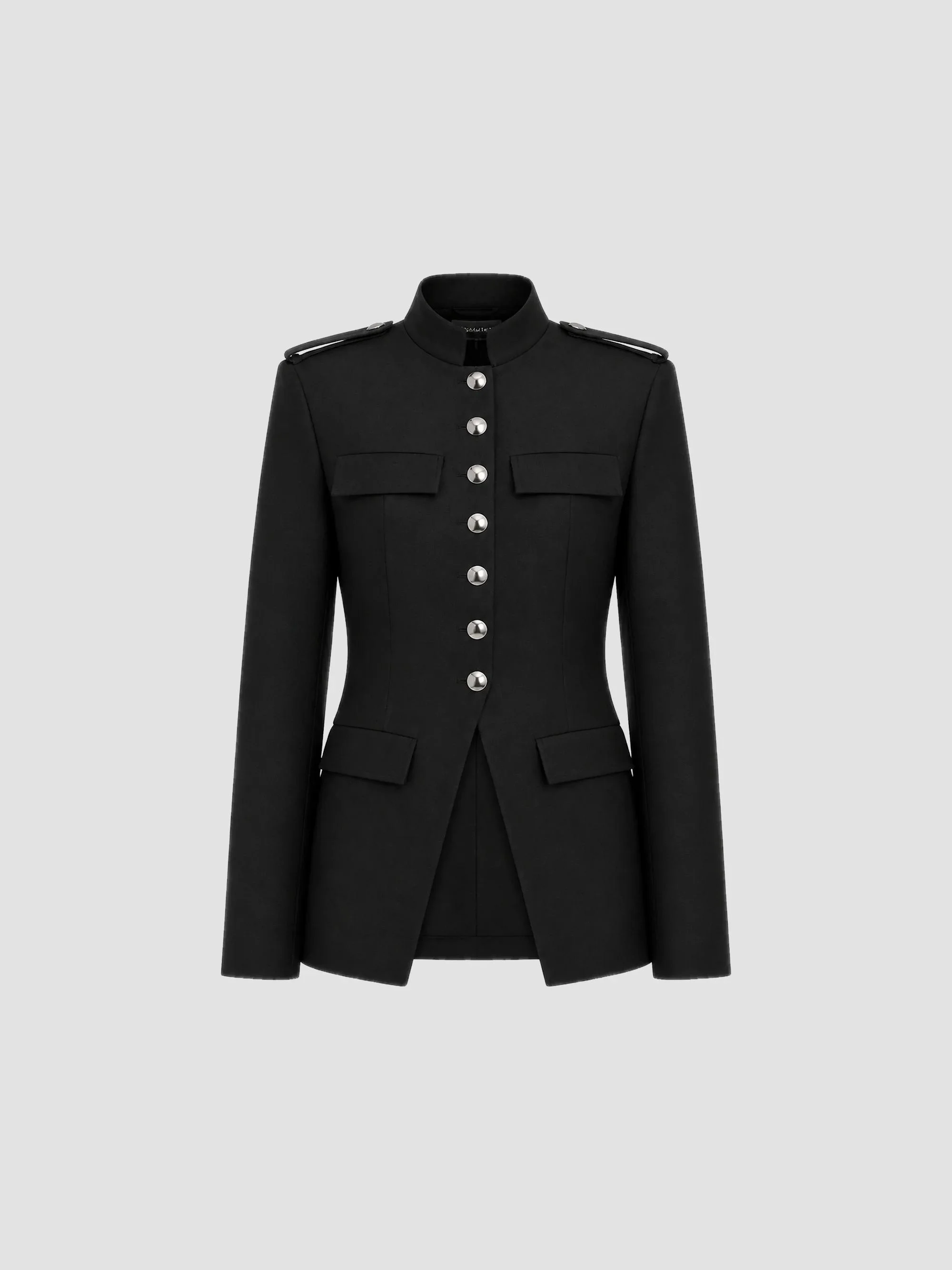 Women's Lillith Longline Military Jacket - Black - 1
