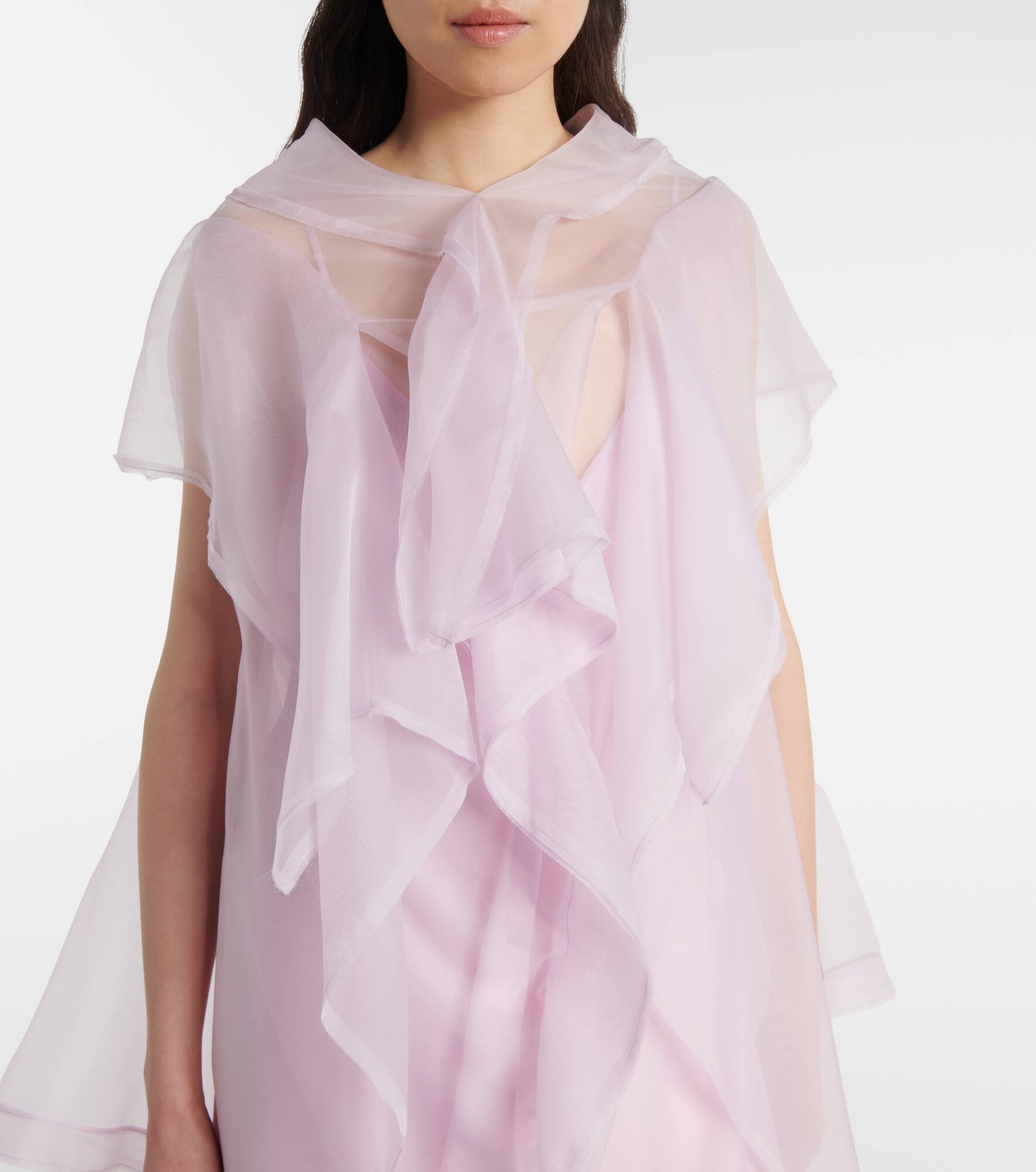 Santana ruffled silk organza top - 4