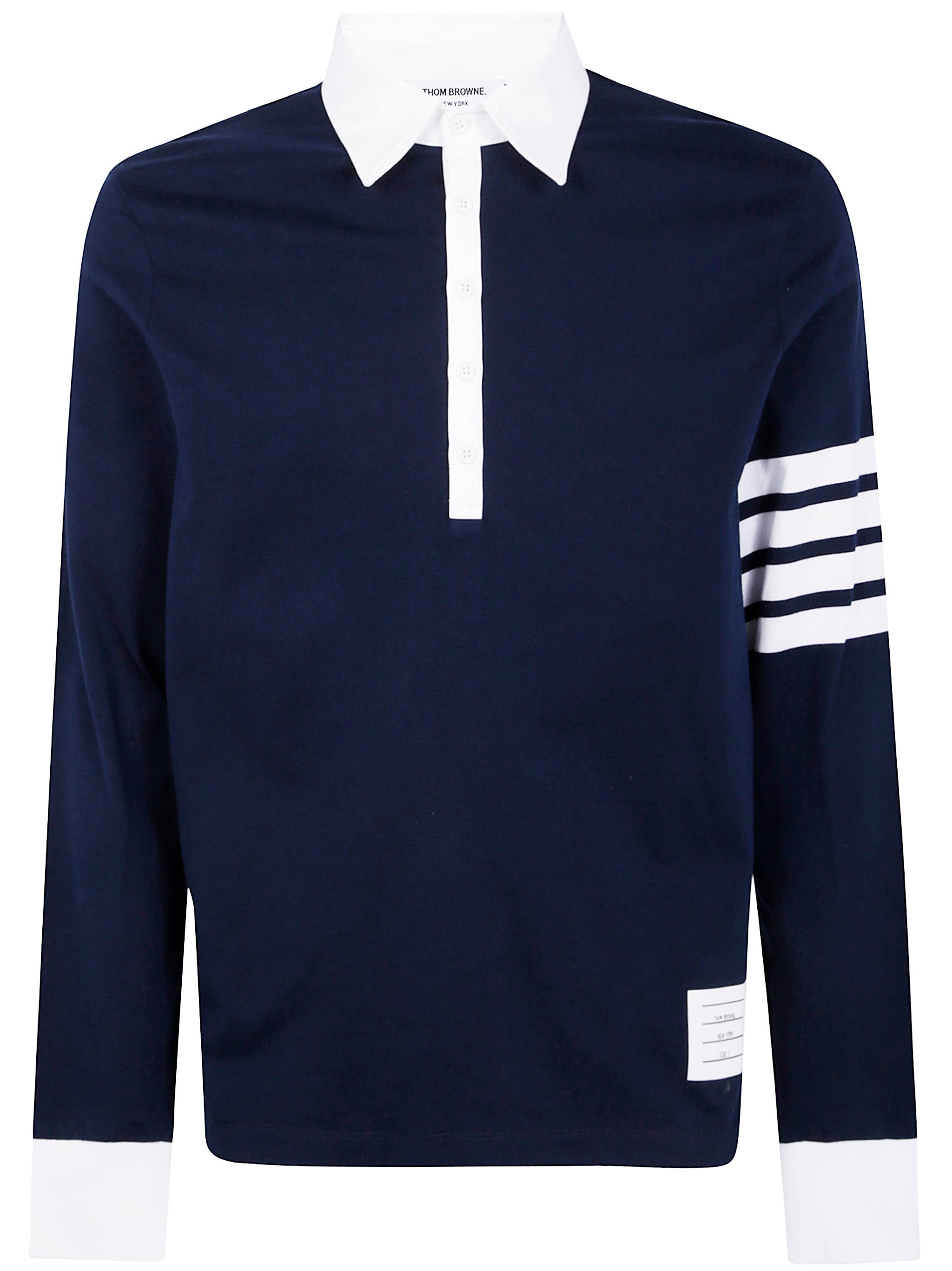 Thom Browne Men Classic Fit Long Sleeve Rugby In Med Weight Jersey With Eng 4 Bar - 5