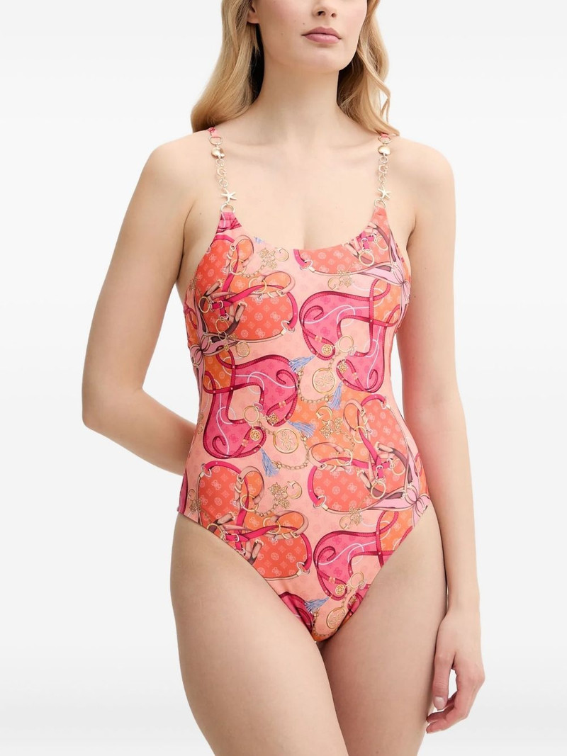 chain-embellished print swimsuit 1