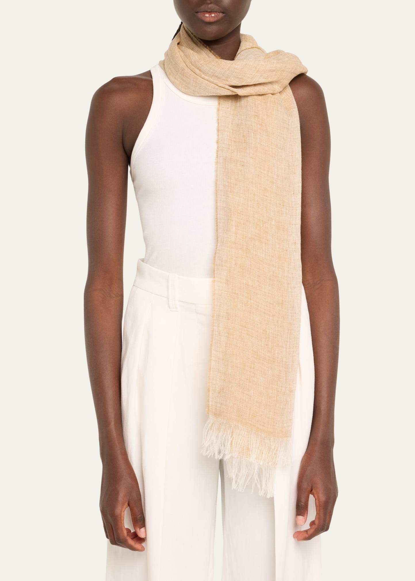 Alfredo Fringed Flax Scarf - 3