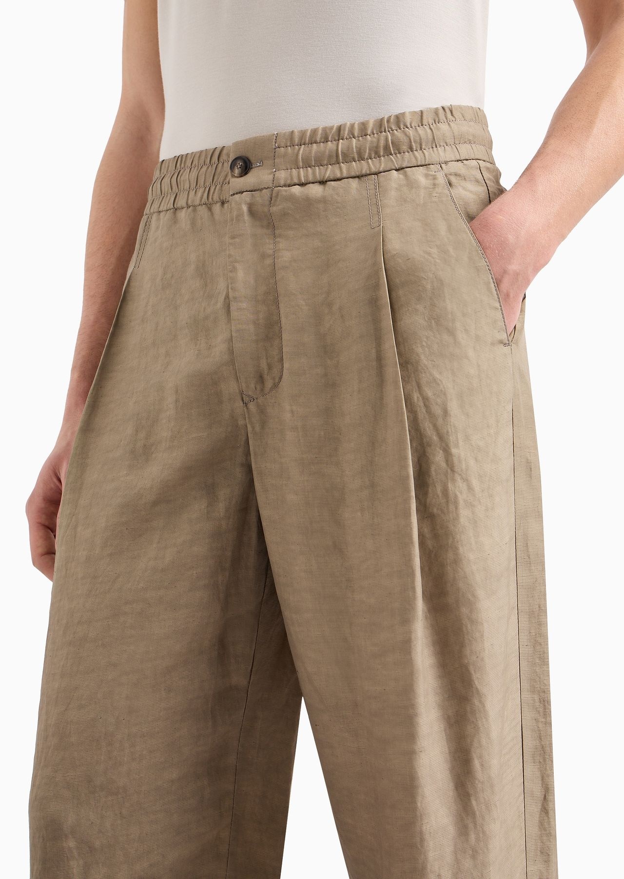 Viscose and linen canvas single-darted trousers - 5