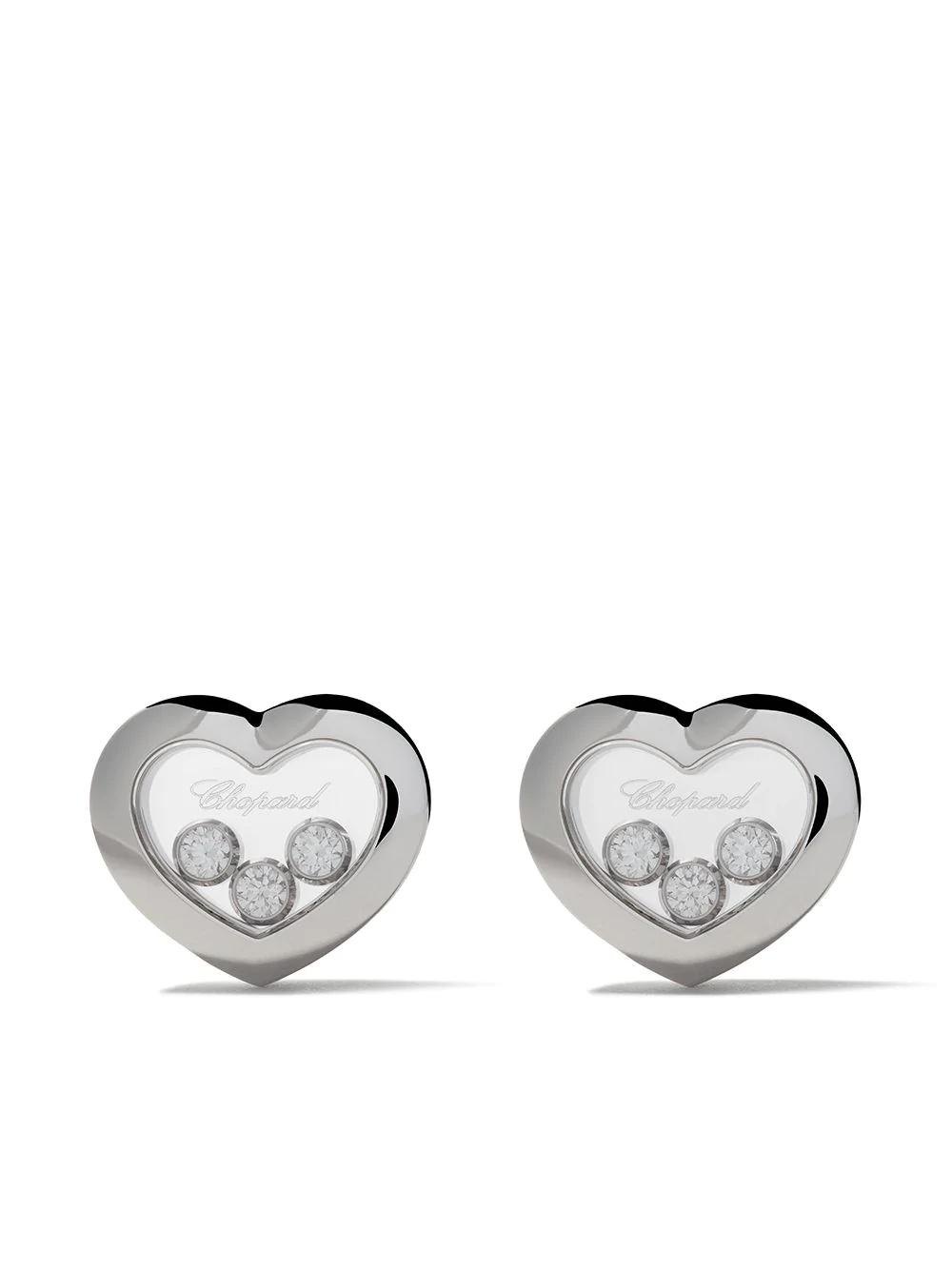 18kt white gold Happy Diamonds Icons ear pins - 1