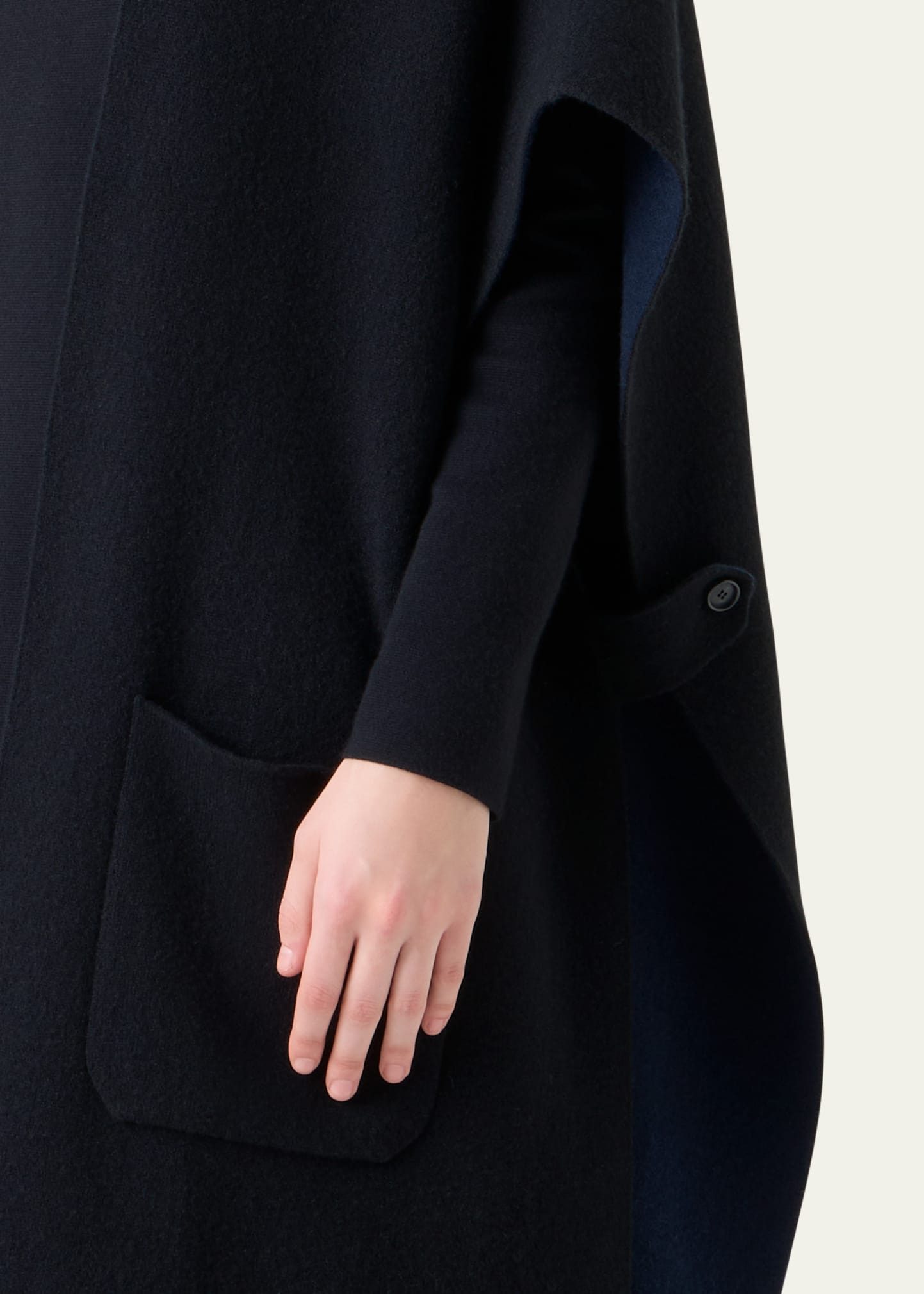 Bicolor Cashmere Double-Face Knit Cape - 5