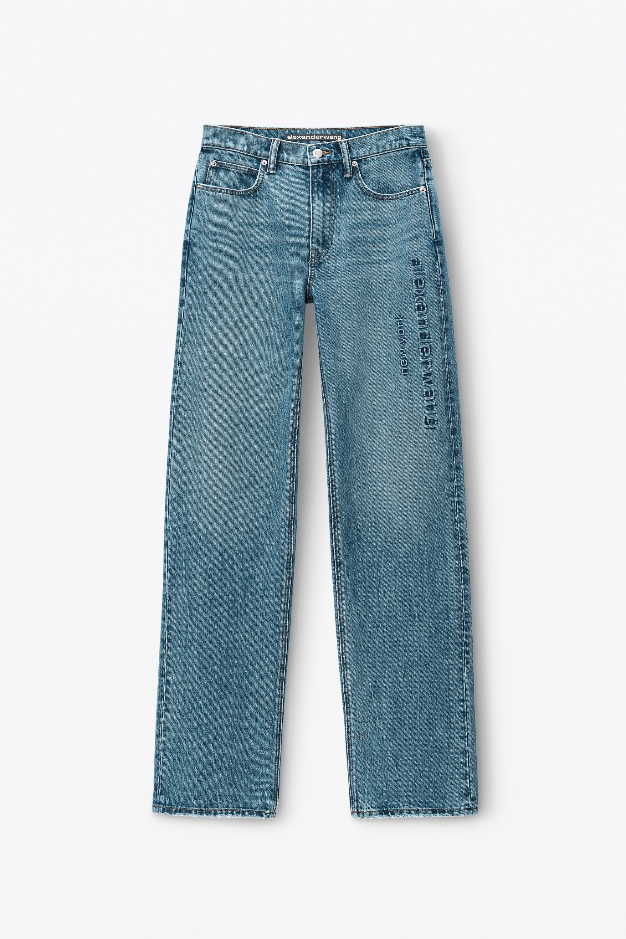 EZ Mid Rise Jean With Embossed Logo - 1