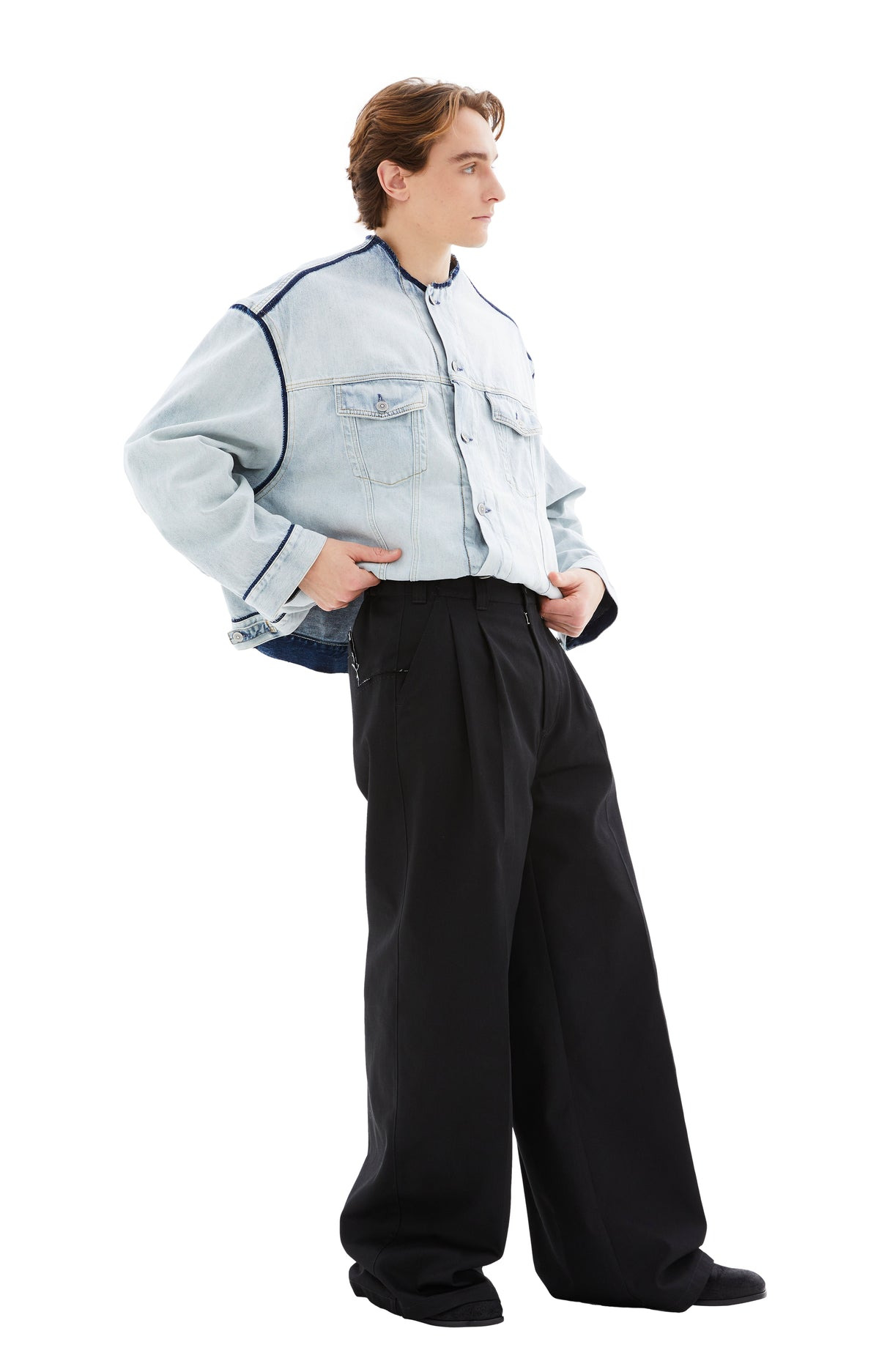 WIDE LEG TROUSERS (BLACK) - 2
