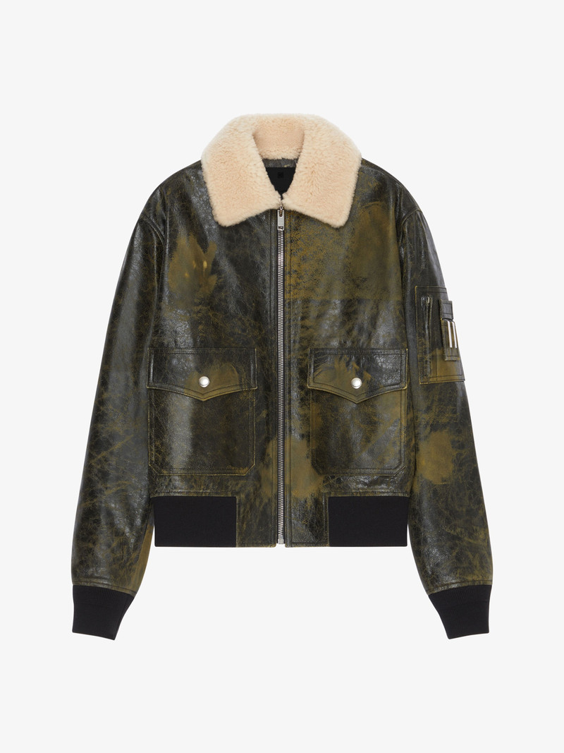 AVIATOR JACKET IN LEATHER AND SHEARLING WITH POCKET 1