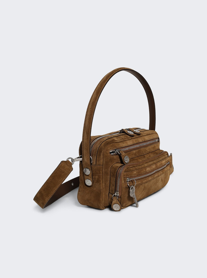 Acne Studios Camero Party Shoulder Bag Cognac Brown Suede outlook
