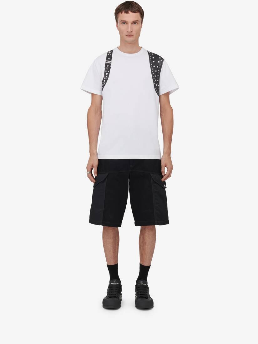 Men's Studded Harness T-shirt in White/black - 2