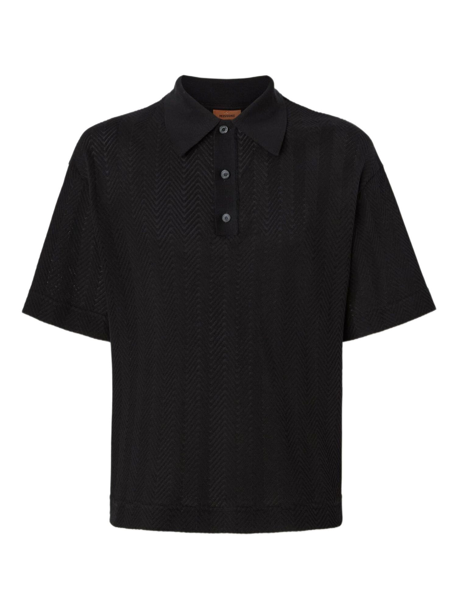 Missoni Cotton And Viscose Polo Shirt With Tone-on-tone Zigzag in Black at Nordstrom - 2