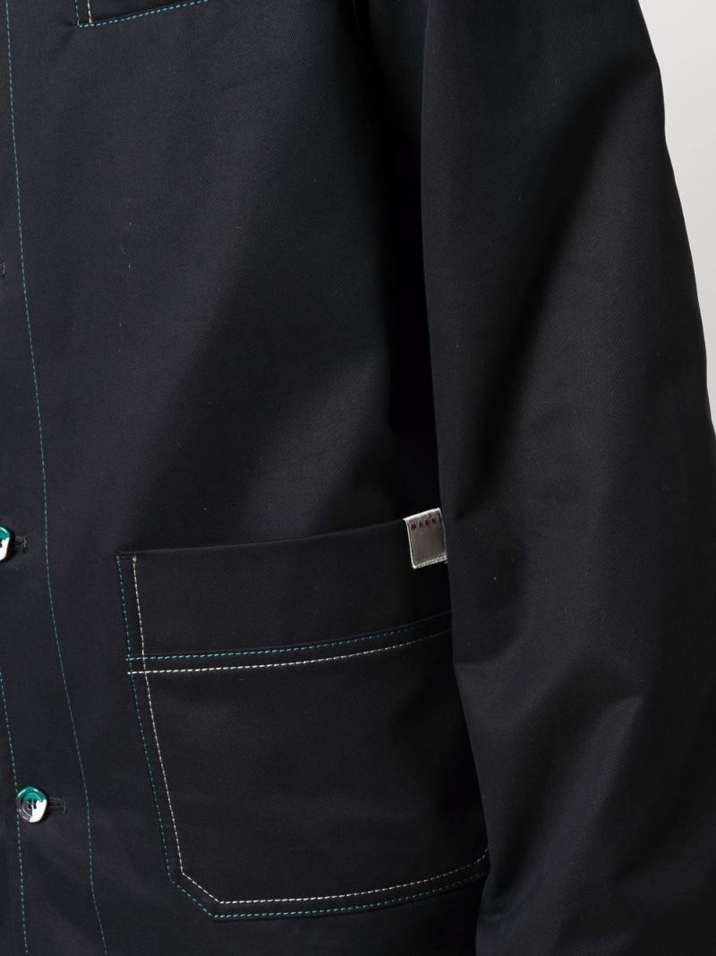 stitch-detail shirt jacket - 5