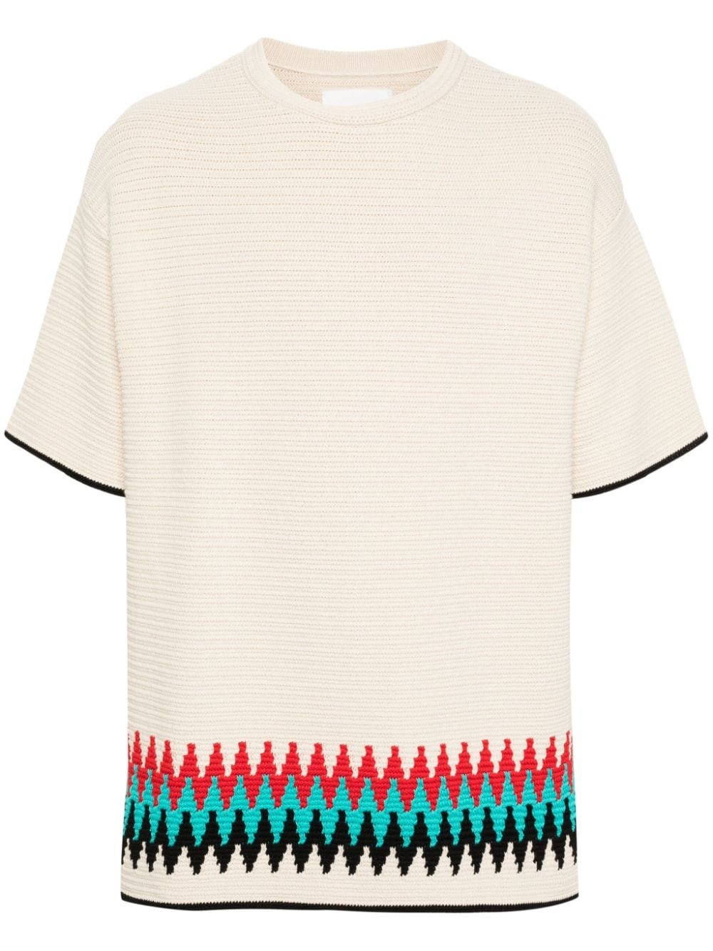 zigzag-intarsia knitted t-shirt - 1