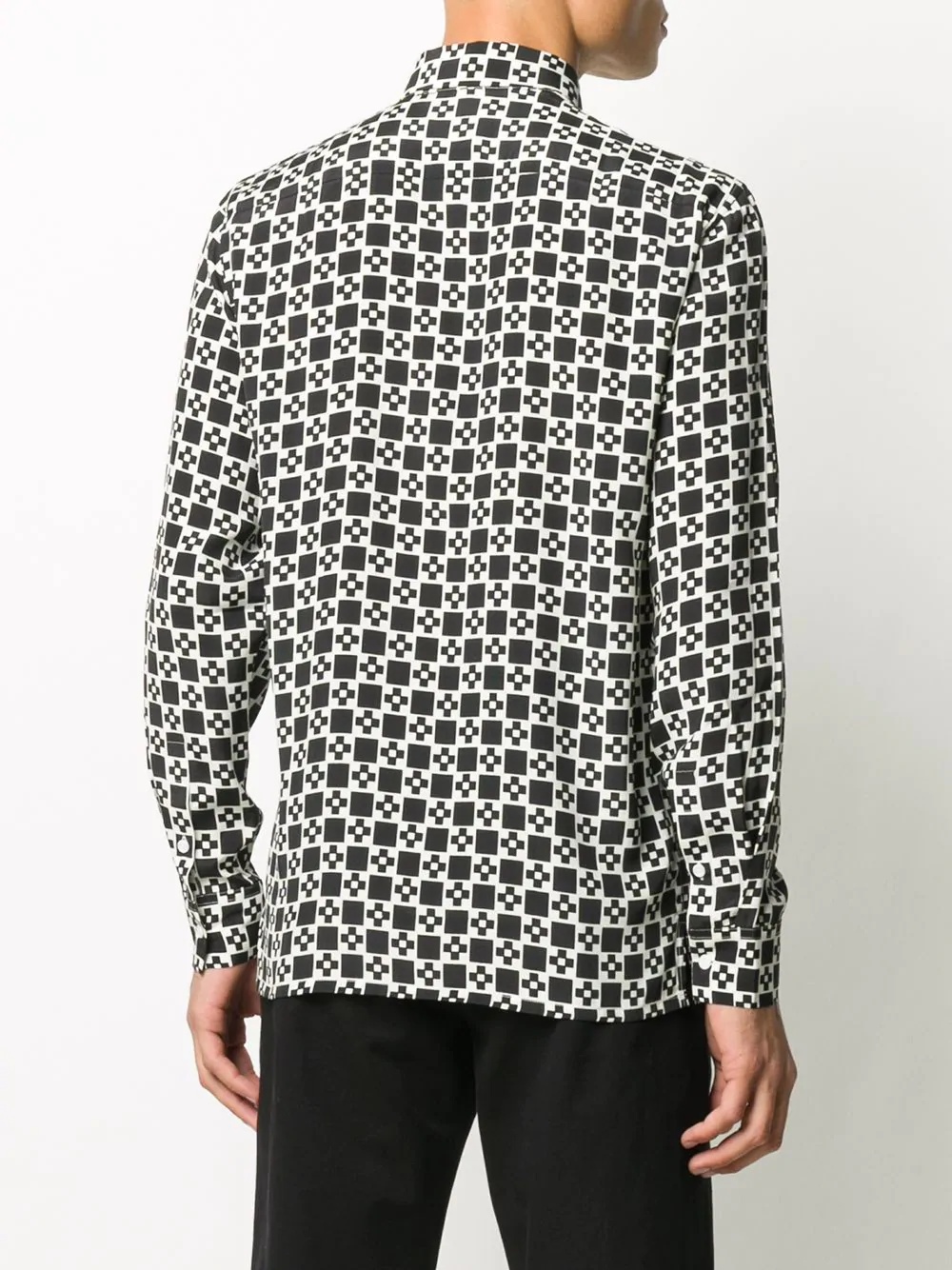 geometric-print long-sleeved shirt  - 4